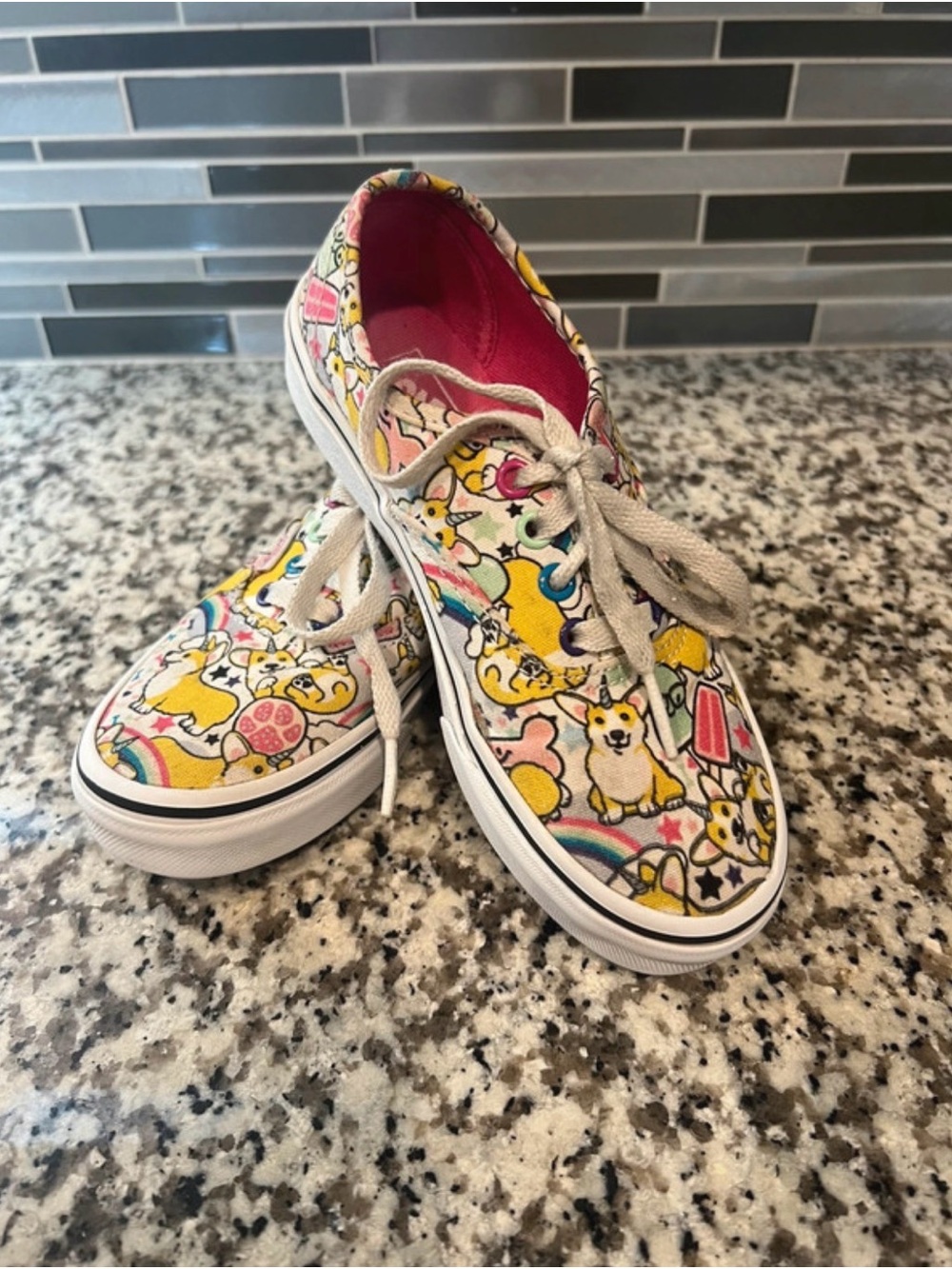 Kids' Vans Canvas Sneakers - Fun Corgi Print